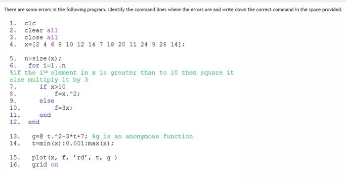 Solved 1. There are some errors in the following program. | Chegg.com
