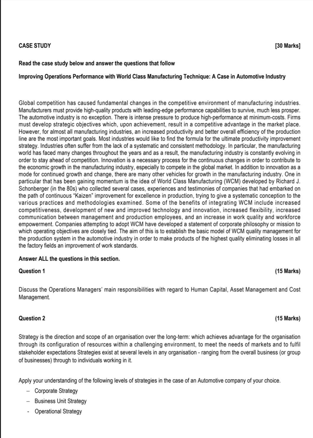 aca case study mark scheme