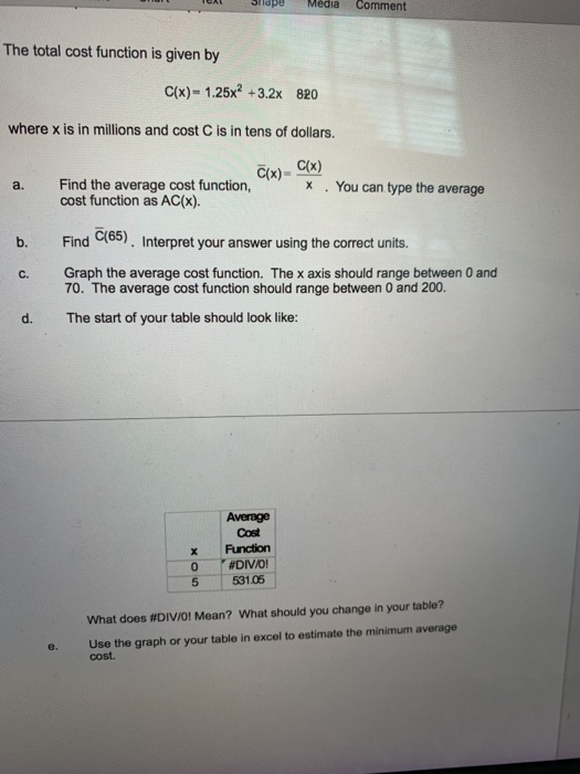 Solved Media Comment The total cost function is given by | Chegg.com