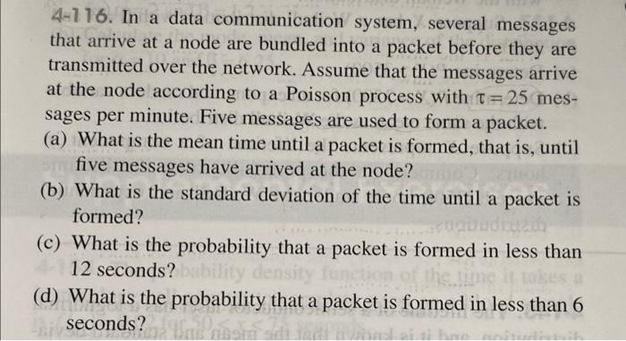 Solved 4-116. In a data communication system, several | Chegg.com