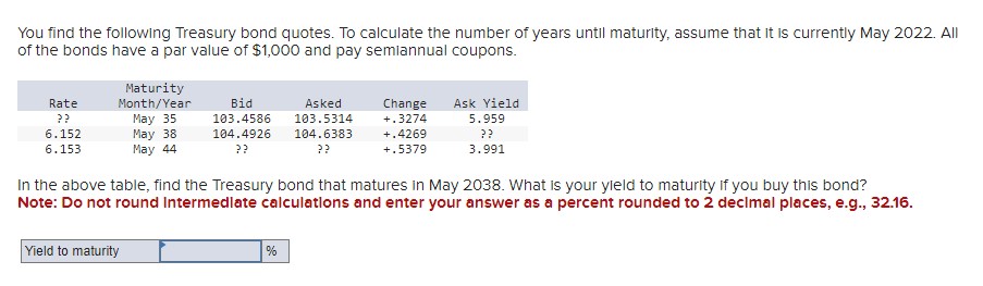 Solved You find the following Treasury bond quotes. To | Chegg.com