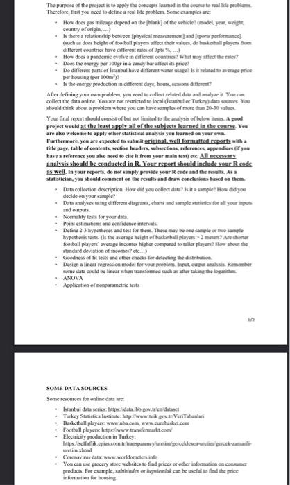 Solved The purpose of the project is to apply the concepts | Chegg.com