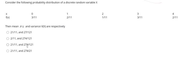 Solved Consider the following probability distribution of a | Chegg.com