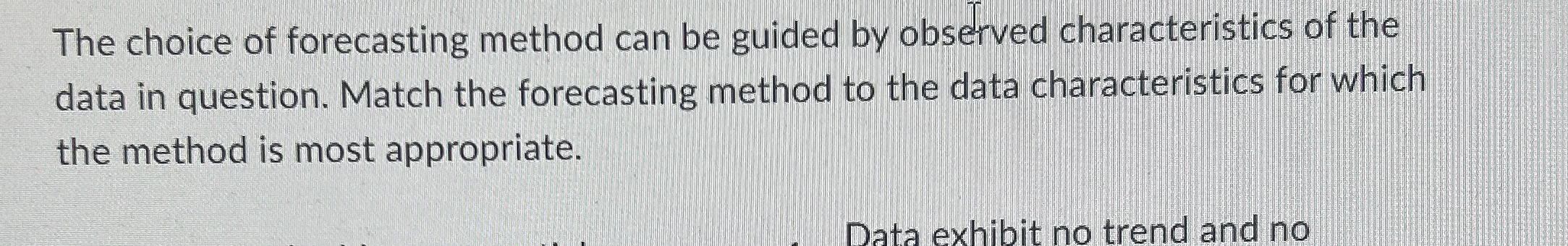 Solved The choice of forecasting method can be guided by | Chegg.com