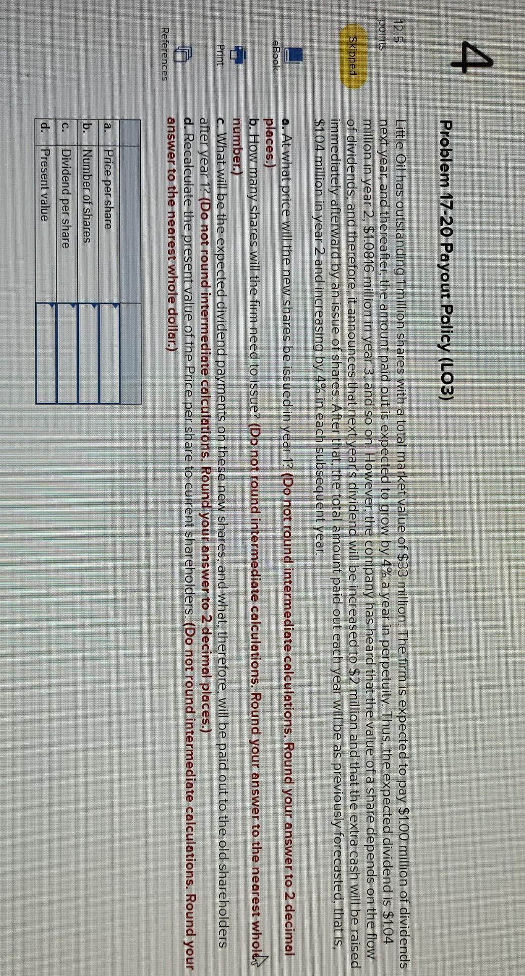 Solved Chapter 17 Assignment Saved 4 Problem 17-20 Payout | Chegg.com