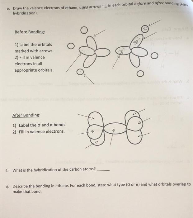 e. Draw the valence electrons of ethane, using arrows | Chegg.com