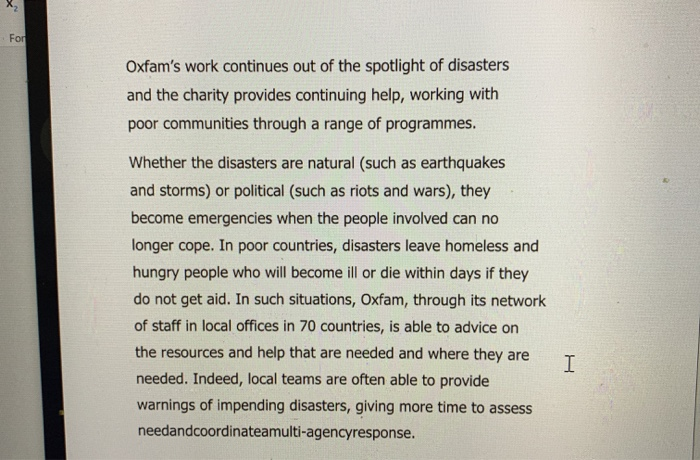 Case 1 Oxfam S Humanitarian Operations Oxfam Is A Chegg 