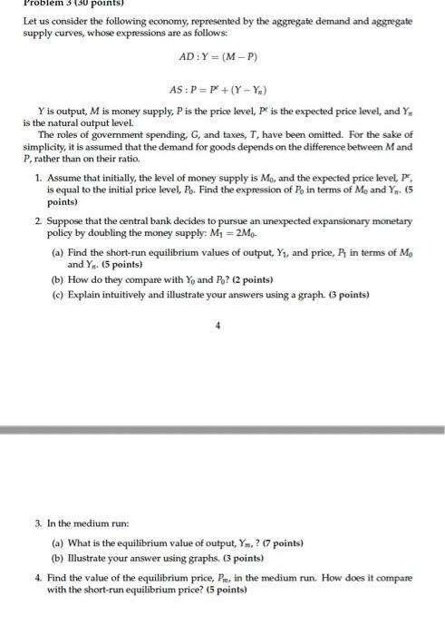 Solved Problem 3 (30 points) Let us consider the following | Chegg.com