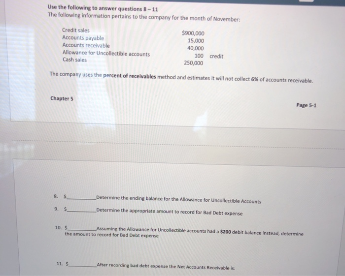 Solved Use the following to answer questions 8 - 11 The | Chegg.com