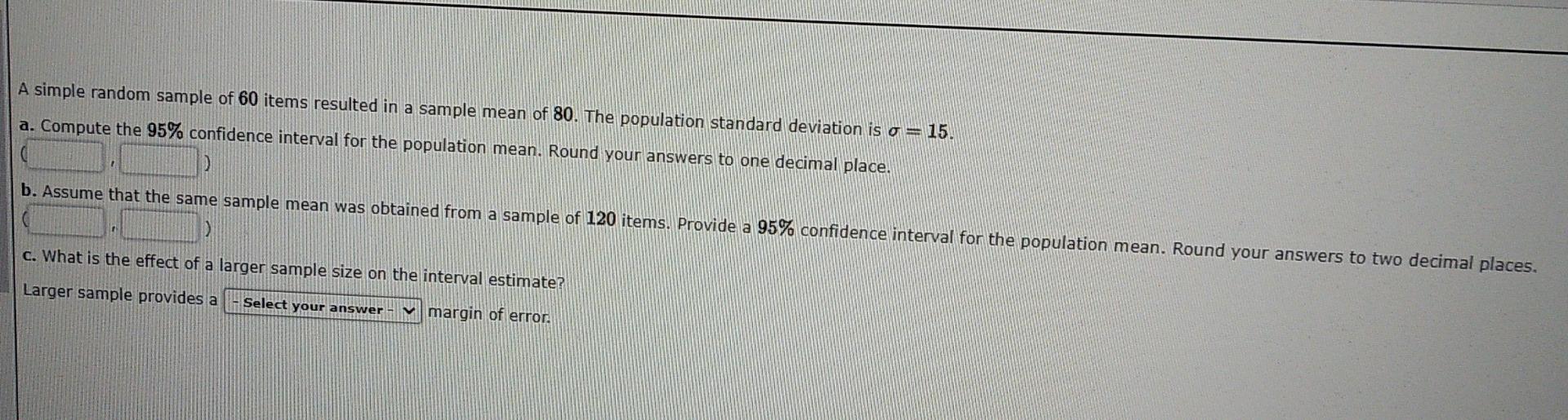Solved A simple random sample of 60 items resulted in a | Chegg.com