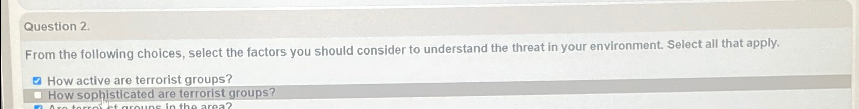 Solved Question 2.From the following choices, select the | Chegg.com