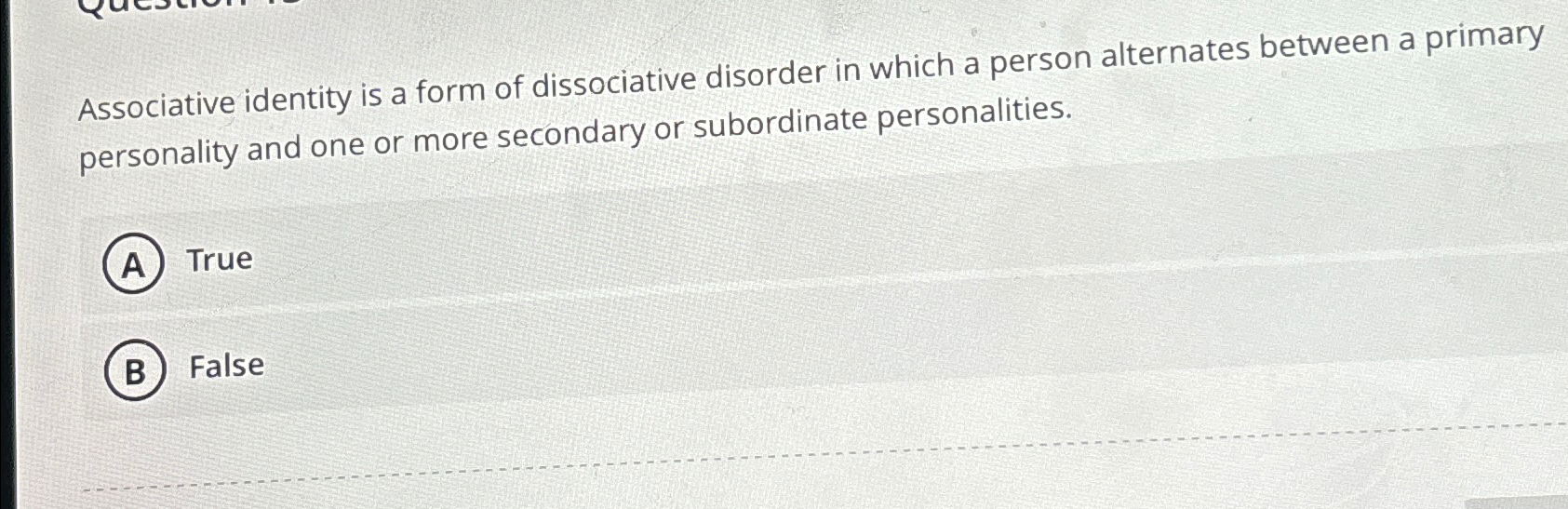 Solved Associative identity is a form of dissociative | Chegg.com