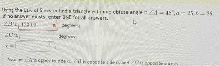 Solved Using The Law Of Sines To Find A Triangle With One | Chegg.com