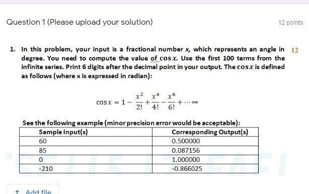 Solved Question 1 (Please upload your solution) 12 points 1. | Chegg.com