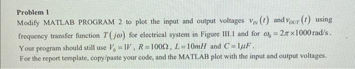 Solved Problem 1 Modify MATLAB PROGRAM 2 to plot the input | Chegg.com