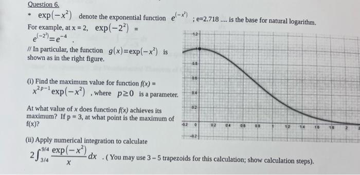 Solved Question 6. exp(-x²) denote the exponential function | Chegg.com