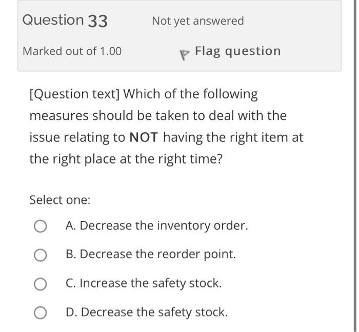 Solved Question 31 Not yet answered Marked out of 1.00 p | Chegg.com