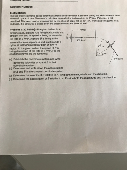 Solved Section Number Instructions The Use Of Any Clect Chegg Com