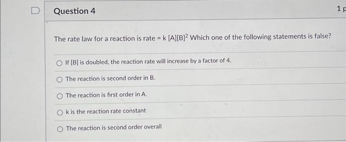 Solved The rate law for a reaction is rate =k[A][B]2 Which | Chegg.com