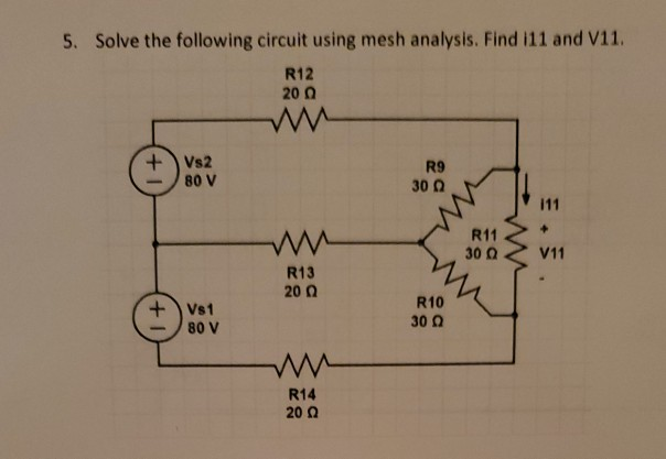 Solved 5. Solve the following circuit using mesh analysis. | Chegg.com