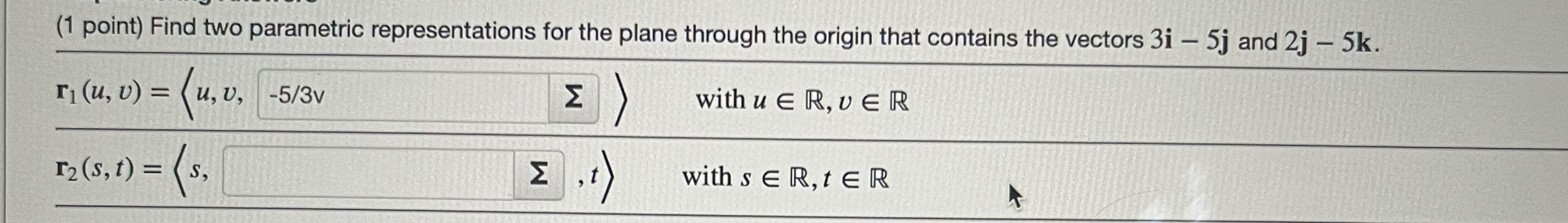 Solved Find two parametric representations for the plane | Chegg.com