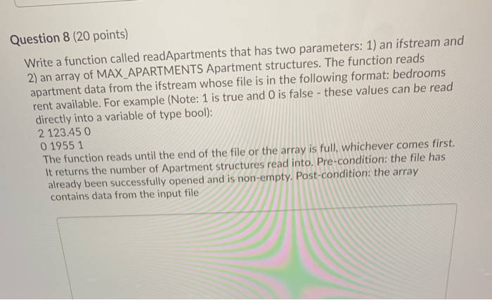 Solved Question 8 (20 points) Write a function called read | Chegg.com