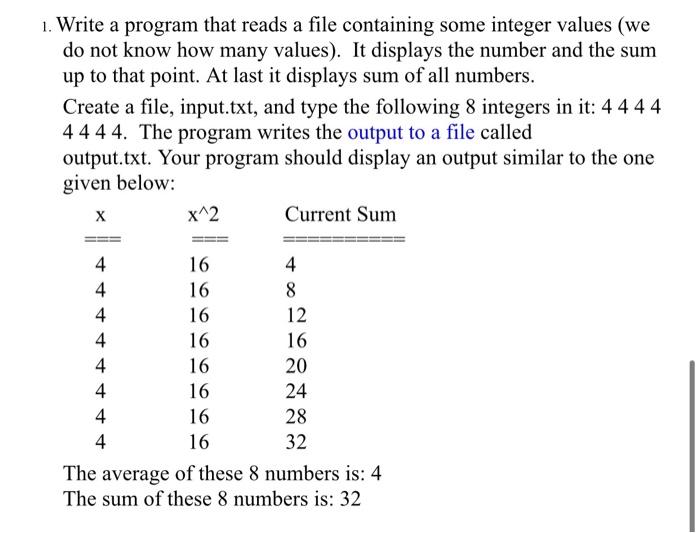 Solved 1. Write a program that reads a file containing some | Chegg.com
