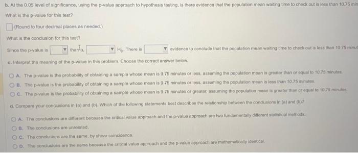 Solved B. At The 0.05 Level Of Significance, Using The | Chegg.com