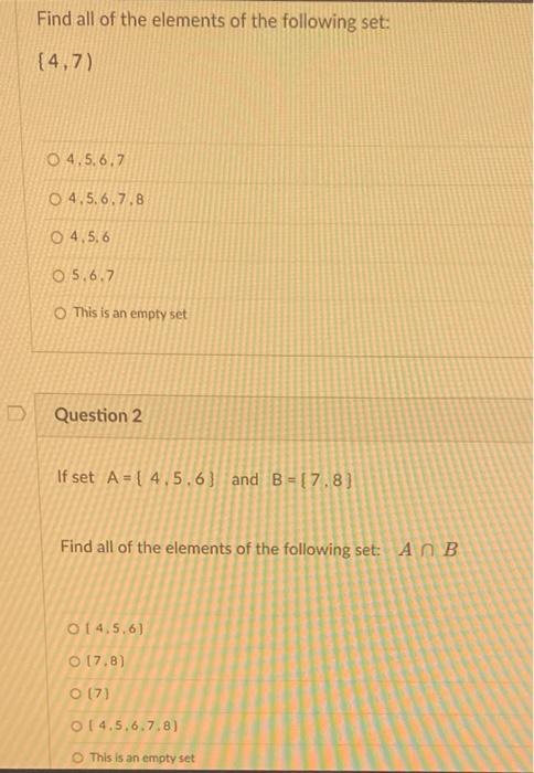 Solved Find all of the elements of the following set: {4,7) | Chegg.com