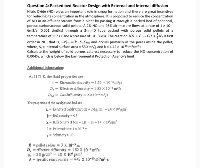 Solved Question 4: Packed bed Reactor Design with External | Chegg.com