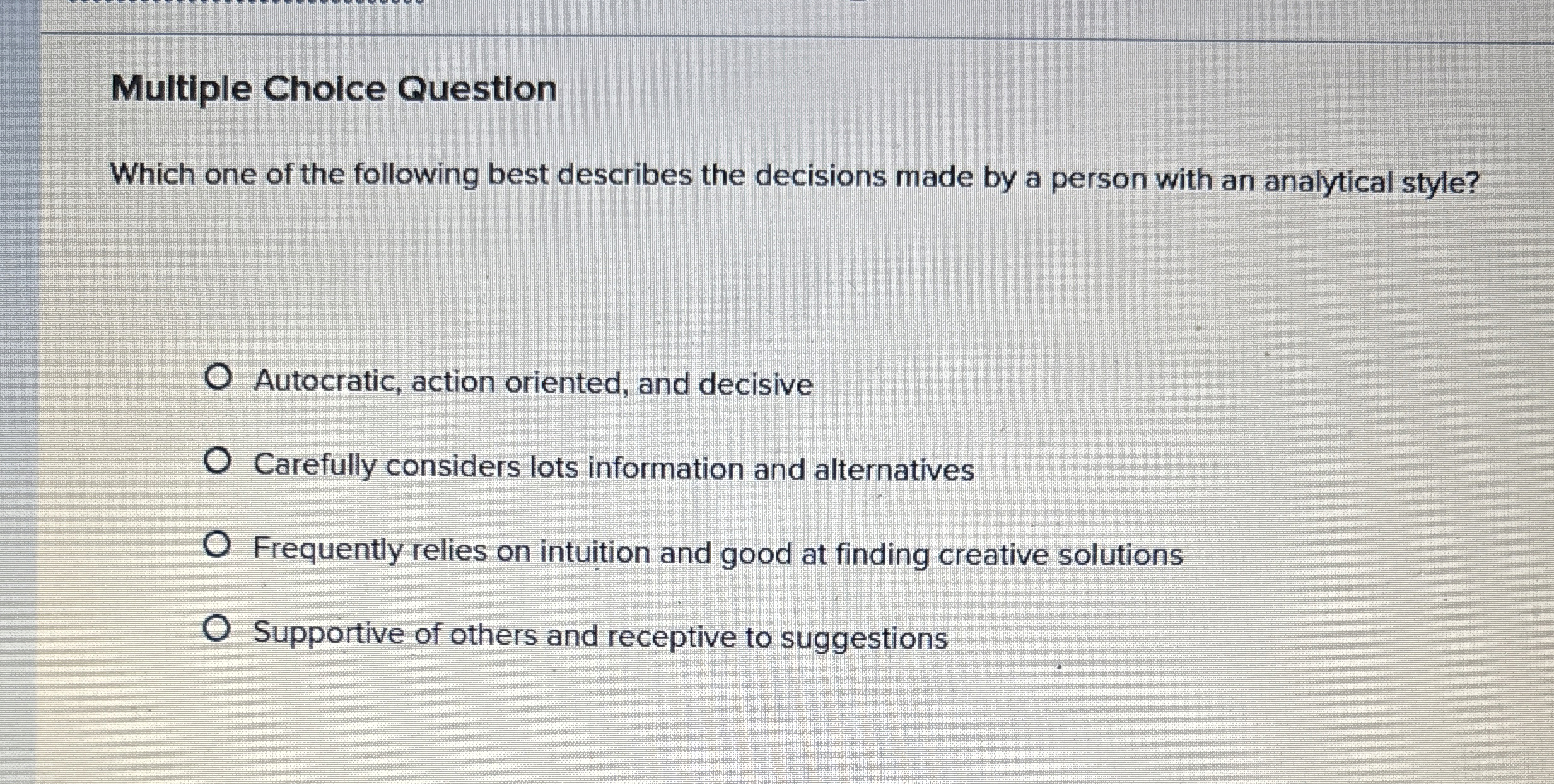 Solved Multiple Choice QuestionWhich one of the following | Chegg.com