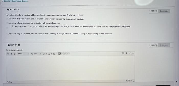 Solved Question completion Status: QUESTION 21 4 points Save | Chegg.com