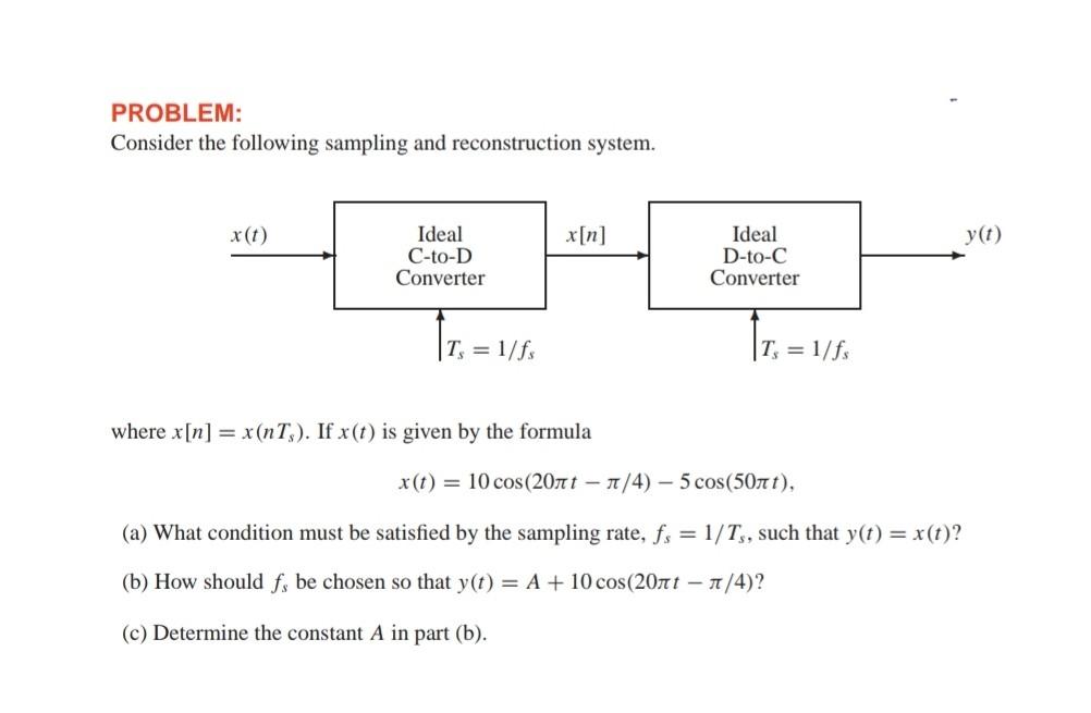 Solved PROBLEM: Consider the following sampling and | Chegg.com