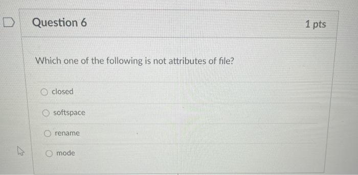 Solved Question 6 1 pts Which one of the following is not | Chegg.com