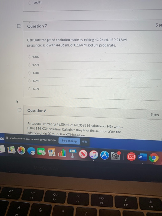 Solved i and if D Question 7 Calculate the pH of a solution | Chegg.com
