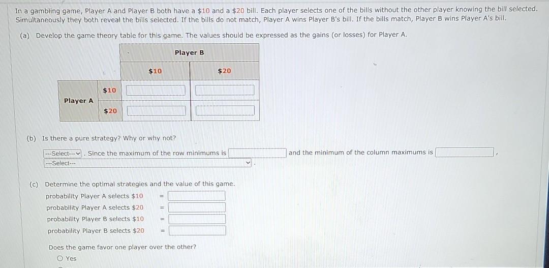 Solved In A Gambling Game, Player A And Player B Both Have A | Chegg.com