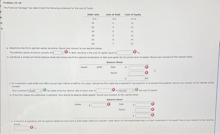Solved Problem 22-10 The financial manager has determined | Chegg.com