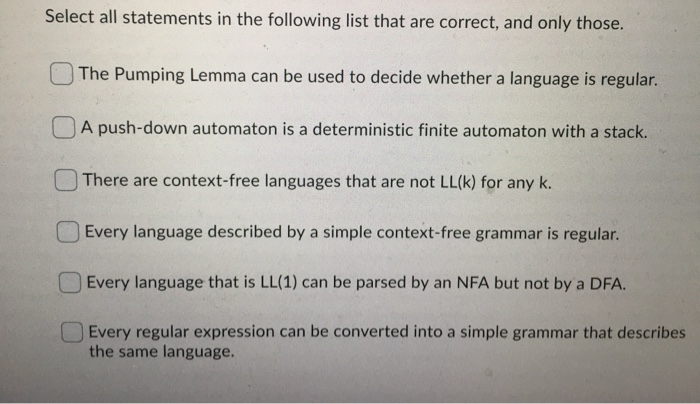 Solved Select all statements in the following list that are | Chegg.com