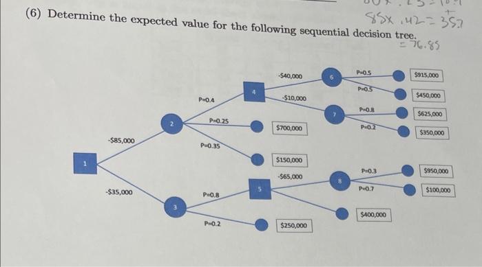 (6) Determine the expected value for the following | Chegg.com