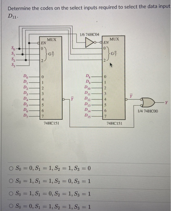 Solved Determine the codes on the select inputs required to | Chegg.com