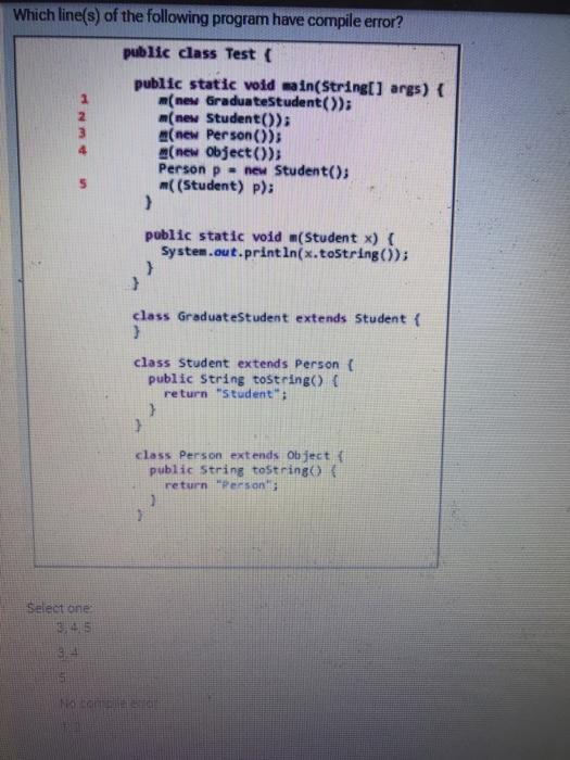 Solved Which line(s) of the following program have compile | Chegg.com