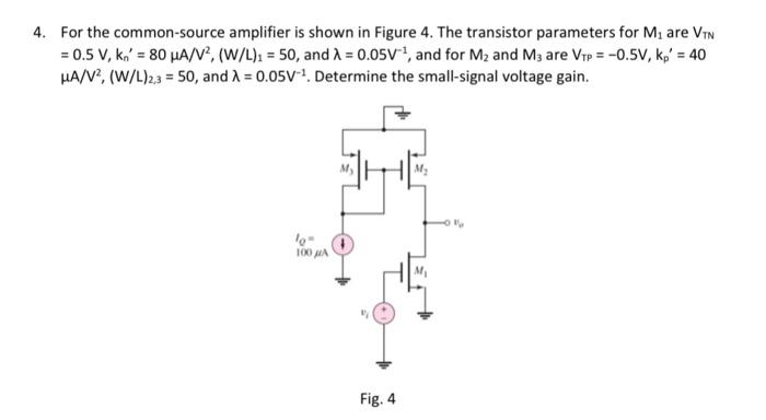 Solved Consider the common-source amplifier shown in Figure | Chegg.com