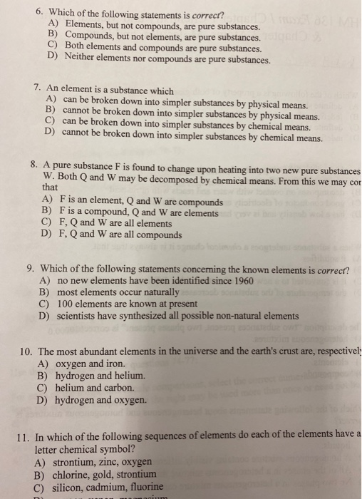 Solved 6. Which of the following statements is correct? A) | Chegg.com