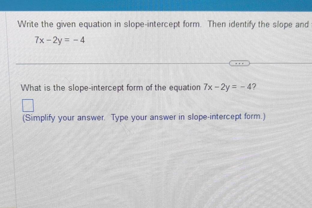 y 7 =- 4 x 6 in slope intercept form