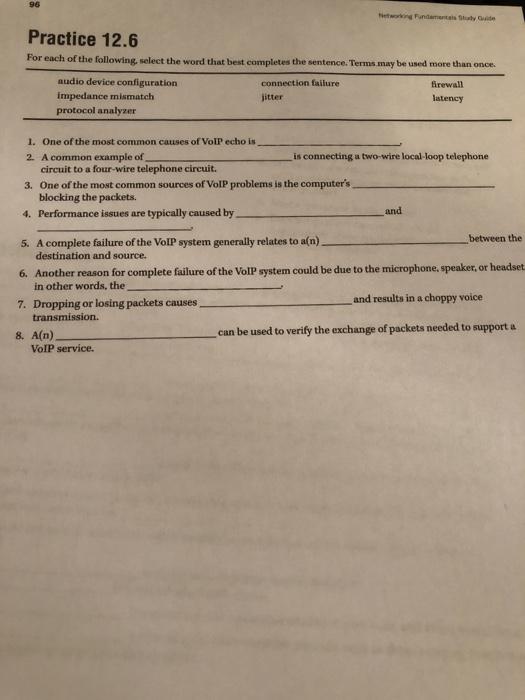 Solved 96 Practice 12 6 For Each Of The Following Select The Chegg Com