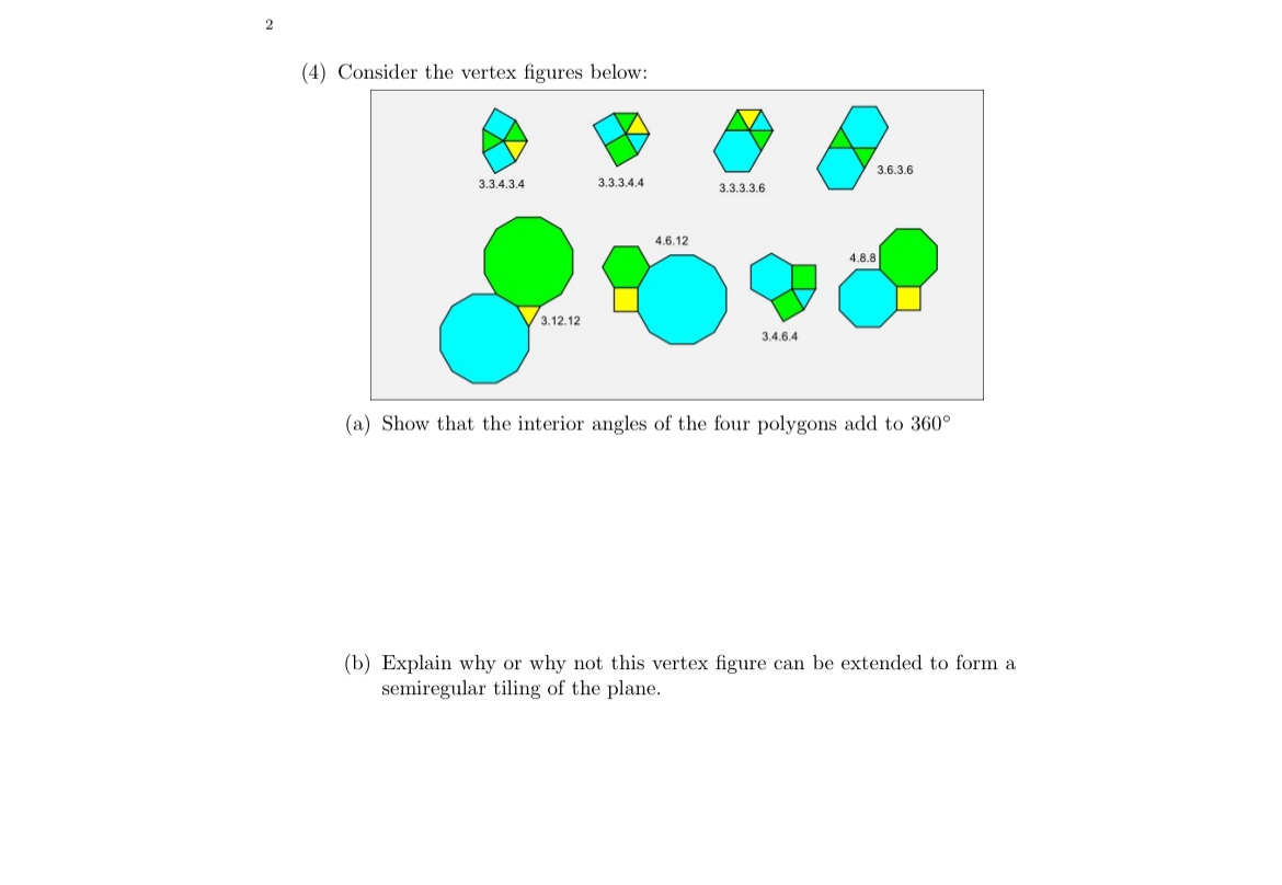 Solved (4) Consider the vertex figures below.(a) Show that | Chegg.com