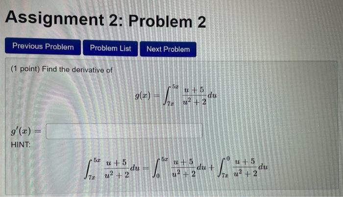 Solved Assignment 2: Problem 2 Previous Problem Problem List | Chegg.com