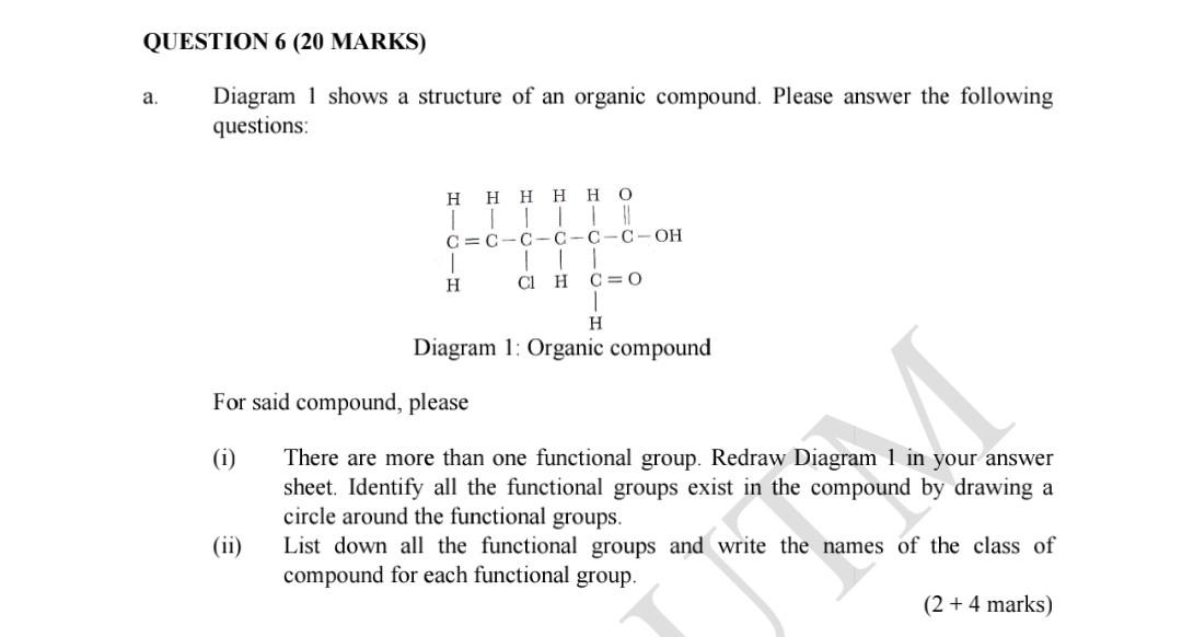 Solved QUESTION 6 (20 MARKS) a. Diagram 1 shows a structure | Chegg.com