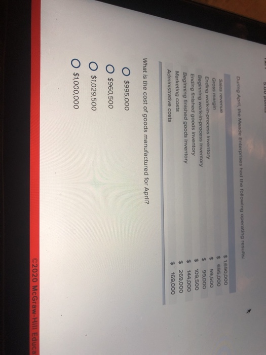 Solved During April, the Meade Enterprises had the following