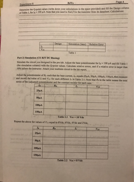 Solved: Experiment 08: Bipolar Junction Transistors (npnBJ... | Chegg.com